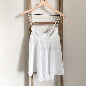 Sheer White Lace Babydoll Slip